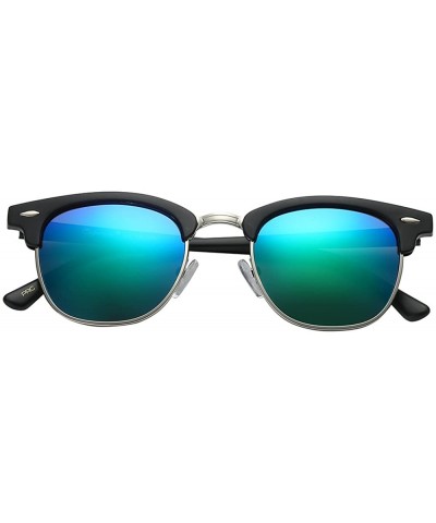 Semi-rimless Unisex Retro Classic Stylish Malcom Half Frame Polarized Sunglasses - Matte Black - Kryptonite - CZ187ULK6RO $14.36