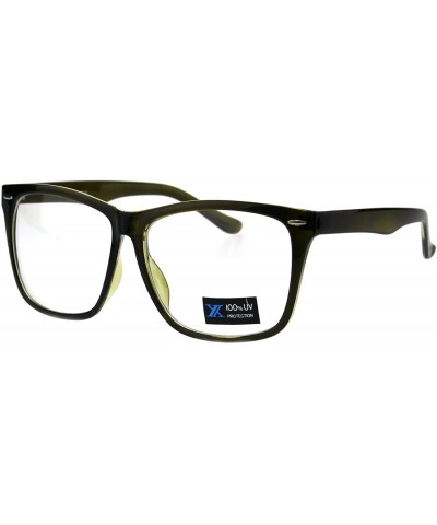 Oversized Thin Plastic Nerdy Geek Rectangular Clear Lens Eyeglasses - Green - C318GYQQLG7 $10.25