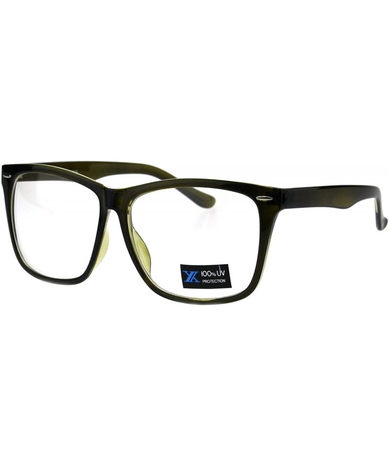 Oversized Thin Plastic Nerdy Geek Rectangular Clear Lens Eyeglasses - Green - C318GYQQLG7 $22.08