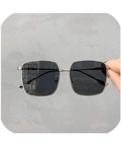 Oval Sunglasses Women Vintage Oversized Glasses Square Shades Metal Frame Womens UV400 Eyewear Ocean Lens - Color 2 - CQ197A2...