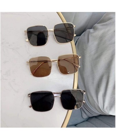 Oval Sunglasses Women Vintage Oversized Glasses Square Shades Metal Frame Womens UV400 Eyewear Ocean Lens - Color 2 - CQ197A2...