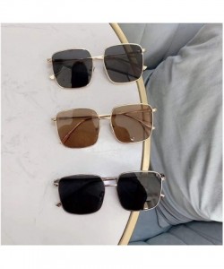 Oval Sunglasses Women Vintage Oversized Glasses Square Shades Metal Frame Womens UV400 Eyewear Ocean Lens - Color 2 - CQ197A2...