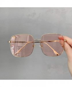 Oval Sunglasses Women Vintage Oversized Glasses Square Shades Metal Frame Womens UV400 Eyewear Ocean Lens - Color 2 - CQ197A2...