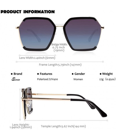 Square Polarized Sunglasses for Women Sun Glasses Fashion Oversized Shades S85 - C918U4723EW $10.96