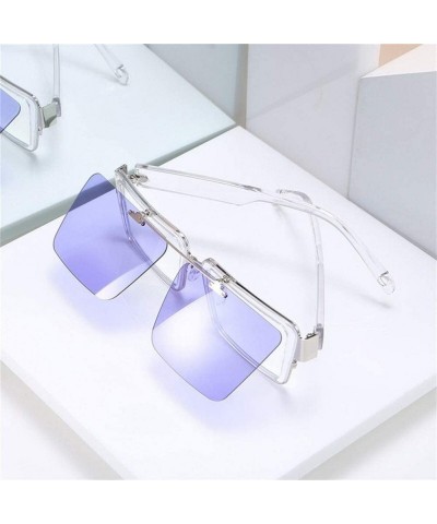 Square Square Steampunk Flip UP Sunglasses for Women UV400 Anti-Blue light Lens - 1 Black - CN1900QKOMN $11.00