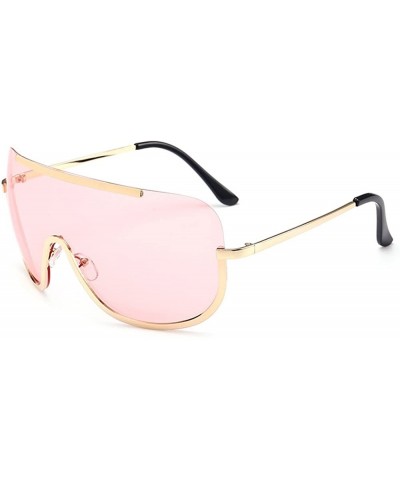 Cat Eye Women Modern Metal Boxed Cat Eye Flat Lens Sunglasses Classic Mirrored Flat Lens Sunglasses - Pink - CC196SMG66Q $10.69