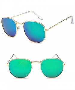 Wrap Metal Classic Vintage Women Sunglasses Luxury Design Glasses Driving Eyewear Oculos De Sol Masculino - Gold Green - CO19...