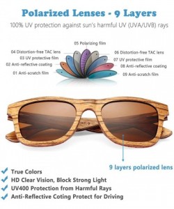 Aviator Polarized Wood Sunglasses Men- Wooden Bamboo Sunglasses for Women - Zebra Wood- Brown Lens - CK18W6NIMGN $27.44