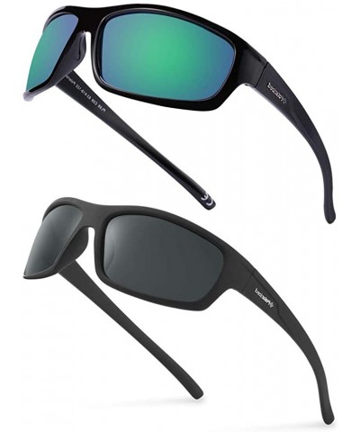 Sport 2 PACK Polarized Sport Sunglasses for Men and Women Matte Finish Sun Glasses Mirrored Lens UV Blocking - C0198KGALU0 $1...