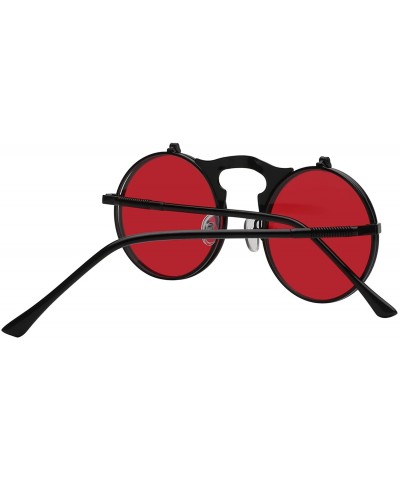 Sport Circle Flip Up Sunglasses Gothic Round Retro John Lennon Style Sun Glasses Steampunk Sunglasses - CN18RWQXEMN $10.04