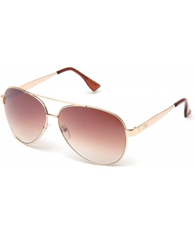 Fashion Aviator Sunglasses - Gold/Brown - CZ119VA2EP5