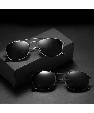Square Sunglasses Unisex Polarized 100% UV Blocking Fishing and Outdoor Climbing Driving Glasses Square Frame Metal - CL18WOU...