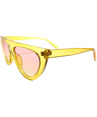 Cat Eye Classic Vintage Retro Womens Flat Top Cat Eye Sunglasses - Yellow - CG18U5UCSLQ $10.28