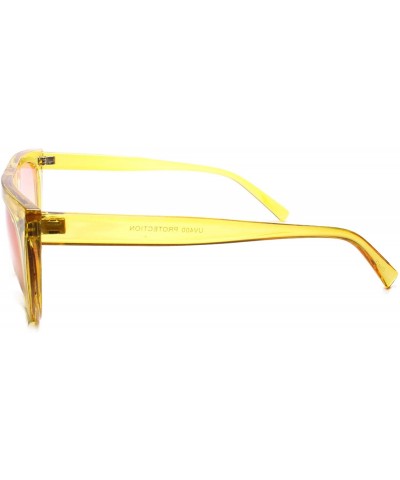 Cat Eye Classic Vintage Retro Womens Flat Top Cat Eye Sunglasses - Yellow - CG18U5UCSLQ $10.28