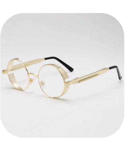 Round Metal Steampunk Sunglasses Men Women Fashion Round Glasses Design Vintage UV400 Eyewear Shades - 13 - CV197A35E4N $63.09