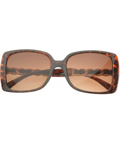 Shield Celebrity Rectangle Fashion Sunglasses - Leopar - CD11OJZAE4F $10.77