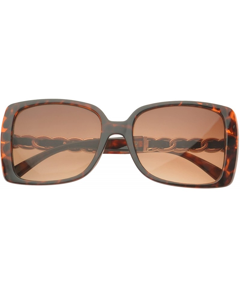 Shield Celebrity Rectangle Fashion Sunglasses - Leopar - CD11OJZAE4F $10.77