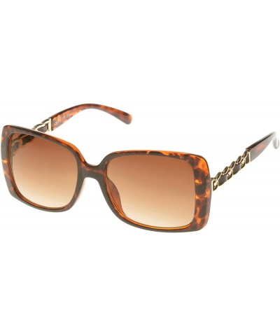 Shield Celebrity Rectangle Fashion Sunglasses - Leopar - CD11OJZAE4F $10.77