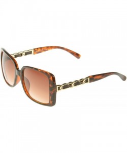 Shield Celebrity Rectangle Fashion Sunglasses - Leopar - CD11OJZAE4F $10.77