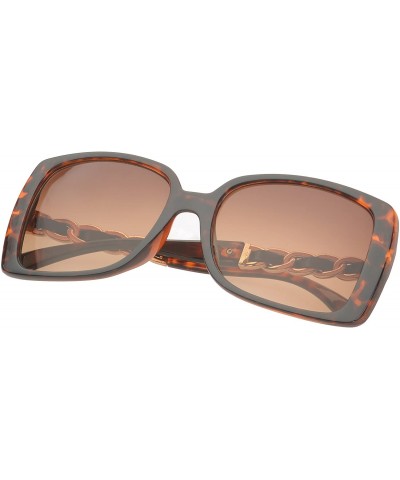 Shield Celebrity Rectangle Fashion Sunglasses - Leopar - CD11OJZAE4F $10.77
