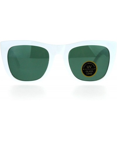 Rectangular Vintage Style Glass Lens Rectangular High Point Plastic Sunglasses - White Green - CS129SXCPFT $10.03