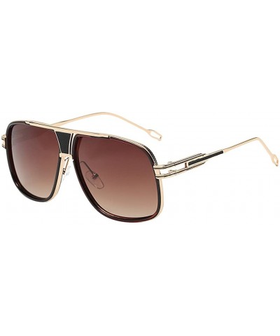 Square Eyewear Womens Men Square Vintage Retro Sunglasses - Gold Frame Brown Lens - CS19358UKZR $14.56