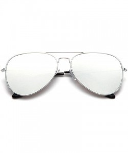 Aviator "Cruise" Aviator Flat Flash Lens Fashion Sunglasses - Silver/Mirror - CM1283NJZV7 $13.23