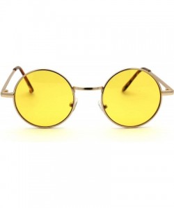 Round 70s Hippie Color Lens Round Circle Lens Metal Rim Sunglasses - Gold Yellow - C418W8Y06IS $11.49
