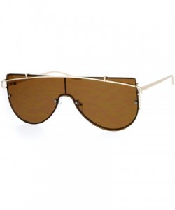 Oversized Super Wide Oversized Sunglasses Futuristic Wire Metal Flat Top Shades UV 400 - Gold (Brown) - C8186L3SGS7 $11.40