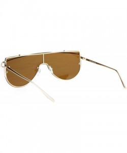 Oversized Super Wide Oversized Sunglasses Futuristic Wire Metal Flat Top Shades UV 400 - Gold (Brown) - C8186L3SGS7 $11.40