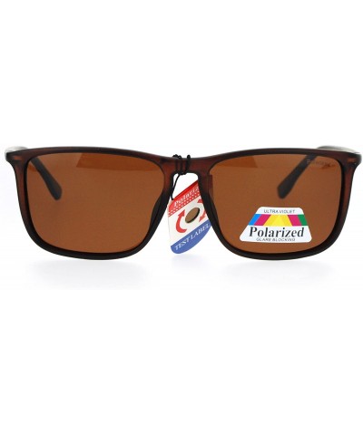 Rectangular Polarized Lens Sunglasses Thin Light Rectangular Frame Unisex Fashion - Brown - C2182L7ZXQE $12.93