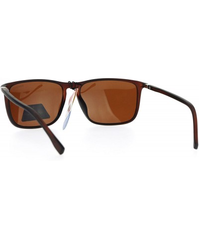 Rectangular Polarized Lens Sunglasses Thin Light Rectangular Frame Unisex Fashion - Brown - C2182L7ZXQE $12.93