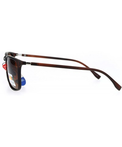 Rectangular Polarized Lens Sunglasses Thin Light Rectangular Frame Unisex Fashion - Brown - C2182L7ZXQE $12.93