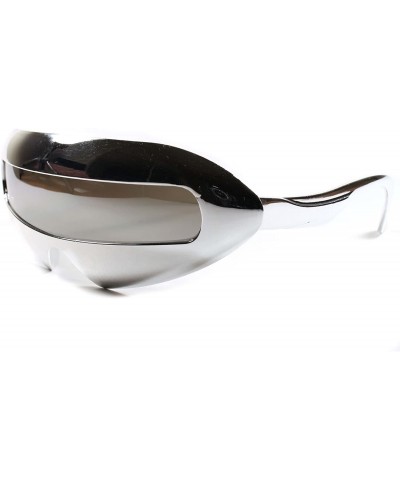 Wrap Alien Space Robot Party Costume Futuristic Novelty Mirrored Sunglasses - Silver - CQ189AME87Y $58.90