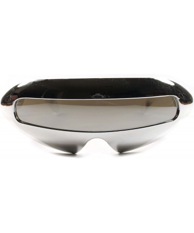 Wrap Alien Space Robot Party Costume Futuristic Novelty Mirrored Sunglasses - Silver - CQ189AME87Y $33.56