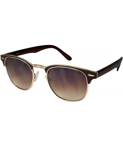 Semi-rimless Semi-Rimless Style Optical Quality Sunglasses with Gradient Lens 25039-O-AP - Brown+gold - C81297E5IVR $9.88