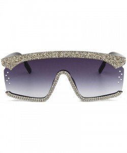 Square Square Oversized Rhinestone Sunglasses Fashion UV400 Protection Glasses - Gray - CR195WH9SI4 $19.09