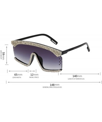 Square Square Oversized Rhinestone Sunglasses Fashion UV400 Protection Glasses - Gray - CR195WH9SI4 $19.09