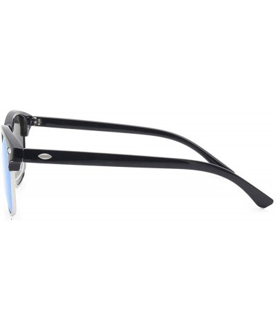 Semi-rimless Polarized Sunglasses Semi Rimless Frame Retro Clubmaster Shades for Women Men - Black Navy Blue - C518ER0M66R $1...
