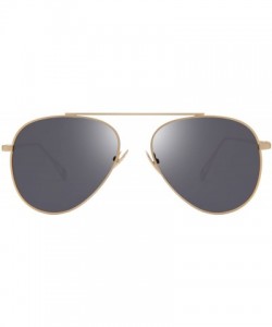 Oversized Classic Aviator Metal Frame Flat Mirror Lens Sunglasses LS5800 - Gold Frame Gray Lenses - CW17Z6A7XA7 $16.39