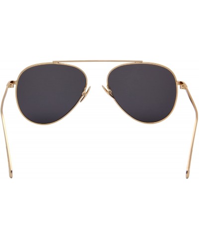 Oversized Classic Aviator Metal Frame Flat Mirror Lens Sunglasses LS5800 - Gold Frame Gray Lenses - CW17Z6A7XA7 $16.39