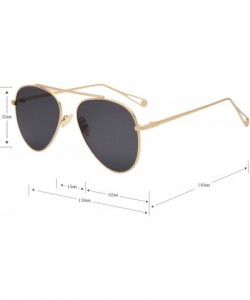 Oversized Classic Aviator Metal Frame Flat Mirror Lens Sunglasses LS5800 - Gold Frame Gray Lenses - CW17Z6A7XA7 $16.39