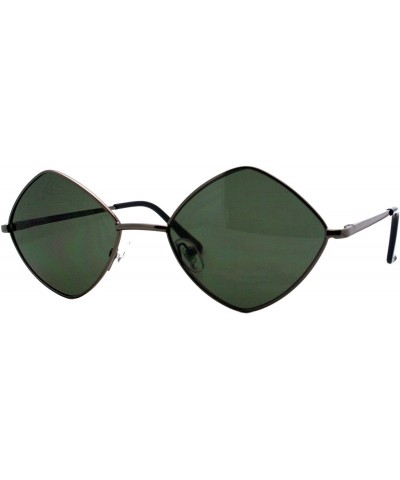 Square Diamond Shape Sunglasses Vintage Indie Fashion Shades Spring Hinge - Gunmetal (Green) - CJ18ENQYKE7 $22.76