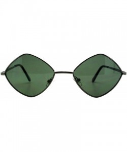 Square Diamond Shape Sunglasses Vintage Indie Fashion Shades Spring Hinge - Gunmetal (Green) - CJ18ENQYKE7 $20.33