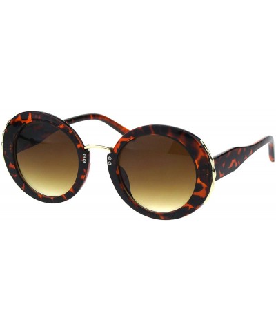 Round Womens Designer Style Sunglasses Round Vintage Fashion Shades UV 400 - Tortoise (Brown) - CJ18OE4YZO6 $23.17