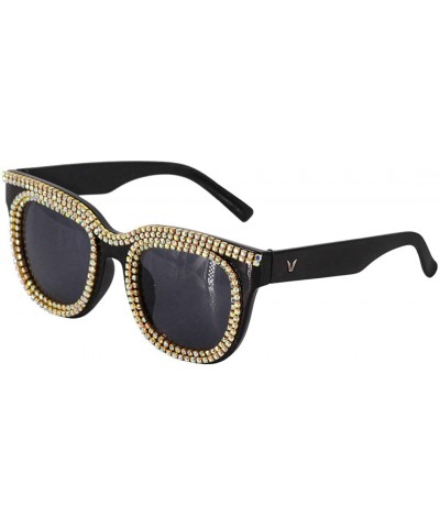Cat Eye Stylish Metal Bee Decoration Sunglasses UV Protection Frame - Black D - CR18ZXUG8MI $34.53