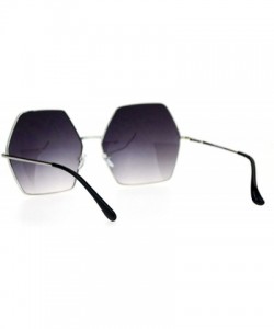 Oversized Womens Super Oversized Fashion Sunglasses Hexagon Shape Metal Frame - Silver (Smoke) - CB188TW5CS8 $8.75