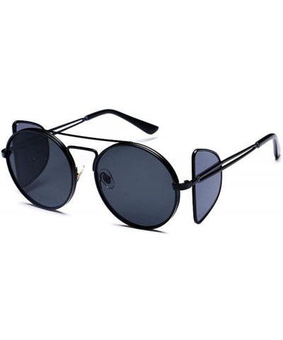 Round Steampunk sunglasses round frame glasses street shooting - Black Color - CK12JKENB6D $21.54