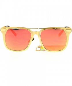 Rectangular Metal Horn Rim Color Mirror Lens Retro Vintage Style Sunglasses - Gold Red - CF17YDD2DWQ $13.03
