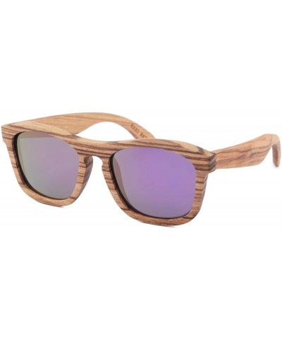 Square Bundestera - Unisex Zebra Wood Polarized Square Sunglass - Purple - C317Y7G2KK3 $49.68